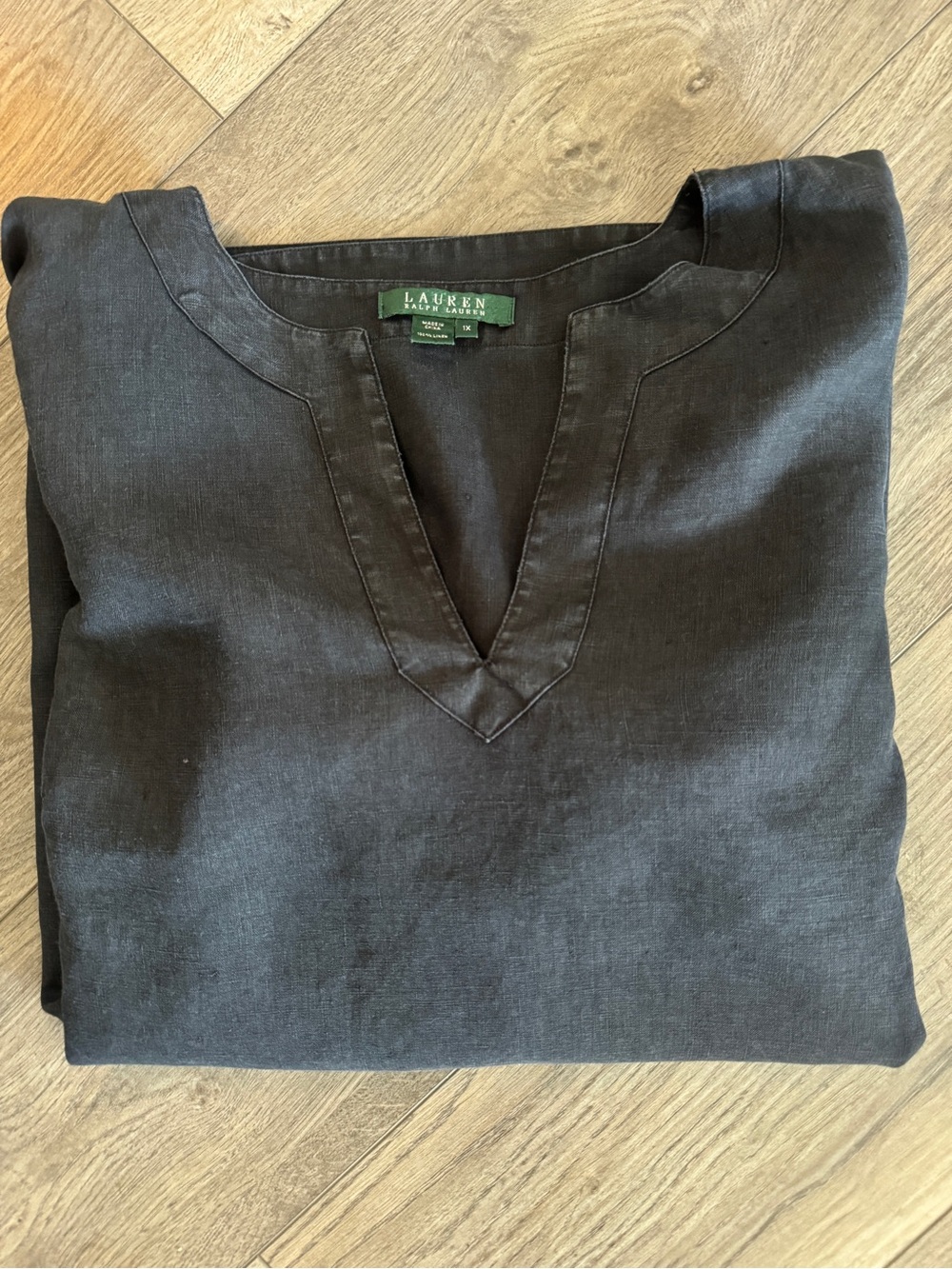 Ralph Lauren 1X Distressed Black 100% Linen Tunic - Picture 15 of 15
